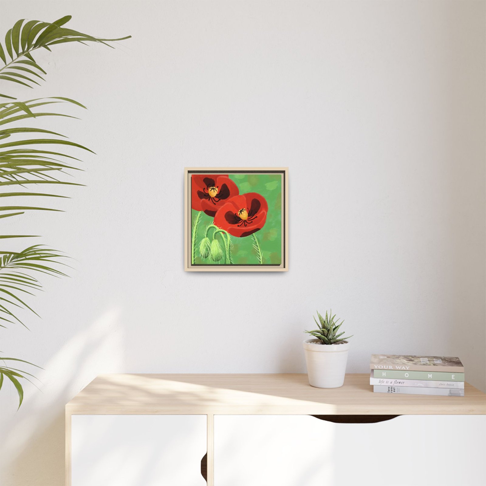 Framed Bold Crimson Poppies Canvas Art Print Wall Decor 12x12 - Image 11