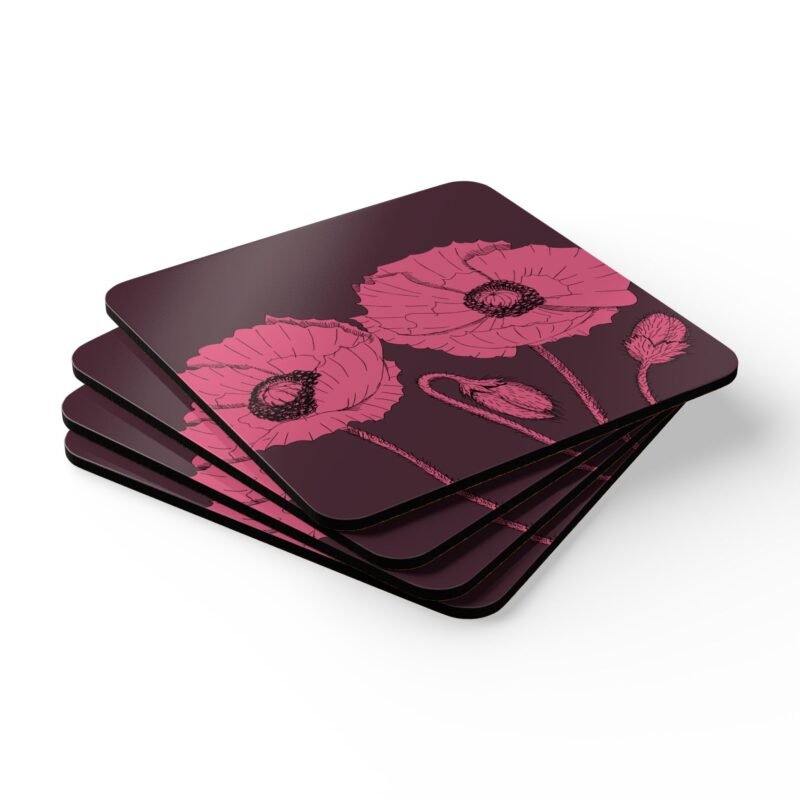 Hand drawn poppies coaster set preview