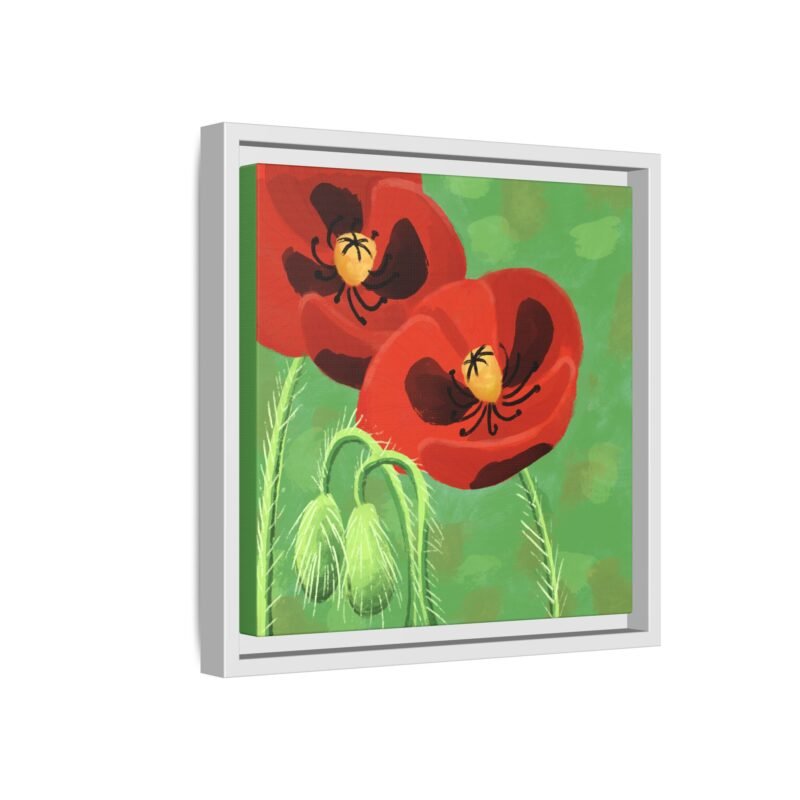 Framed Bold Crimson Poppies Canvas Art Print Wall Decor 12x12 - Image 6