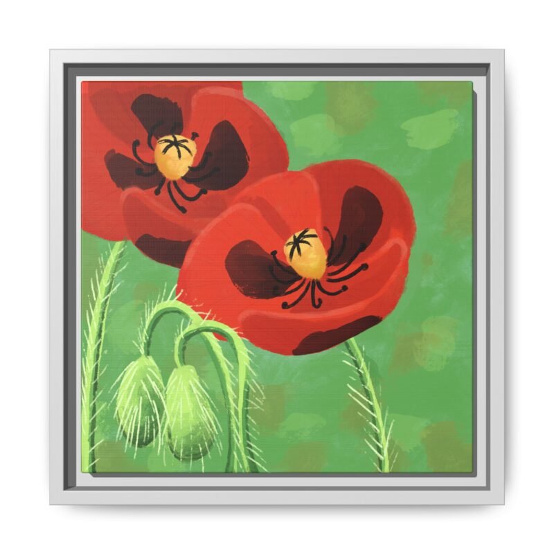 Framed Bold Crimson Poppies Canvas Art Print Wall Decor 12x12 - Image 5