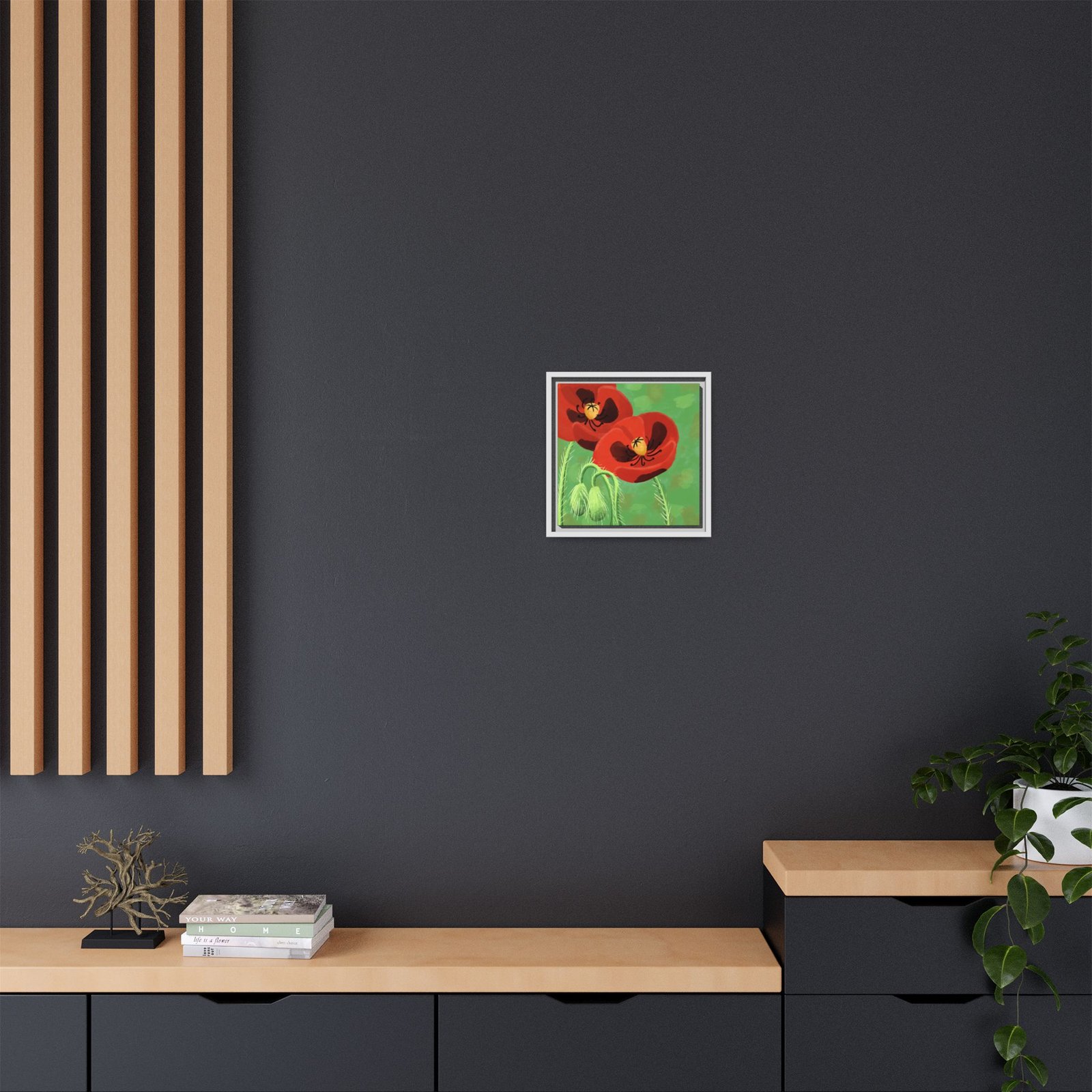 Framed Bold Crimson Poppies Canvas Art Print Wall Decor 12x12 - Image 8