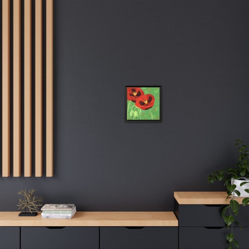 Framed Bold Crimson Poppies Canvas Art Print Wall Decor 12x12 - Image 4