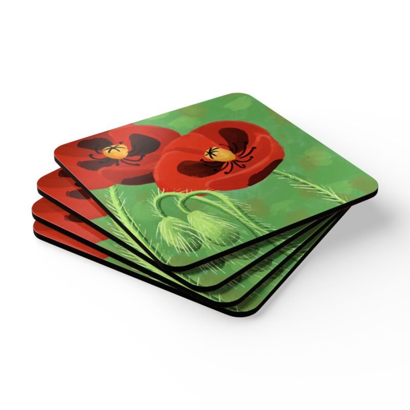 Painted poppies coaster set preview