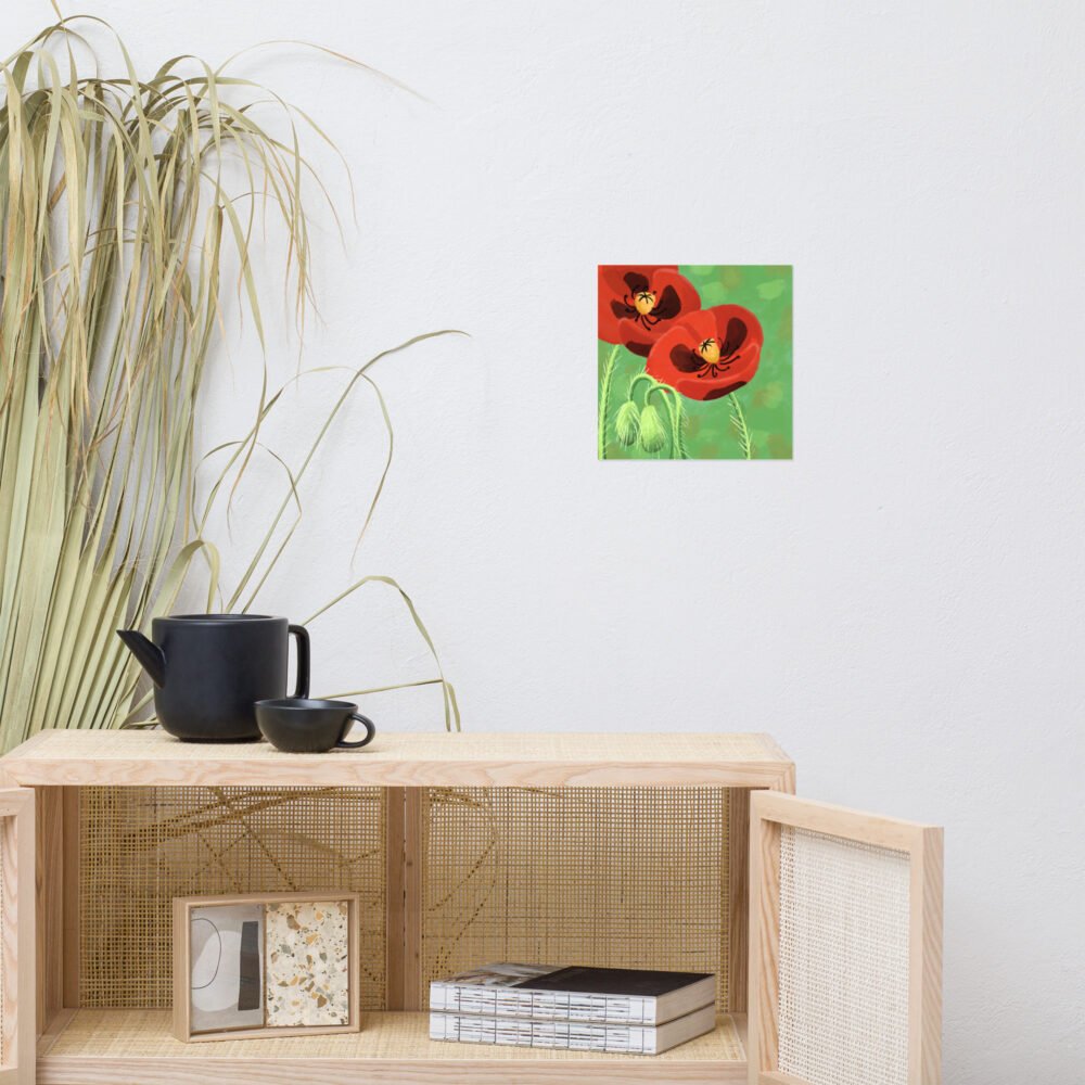 Bold Crimson Poppies Unframed Poster Art Print