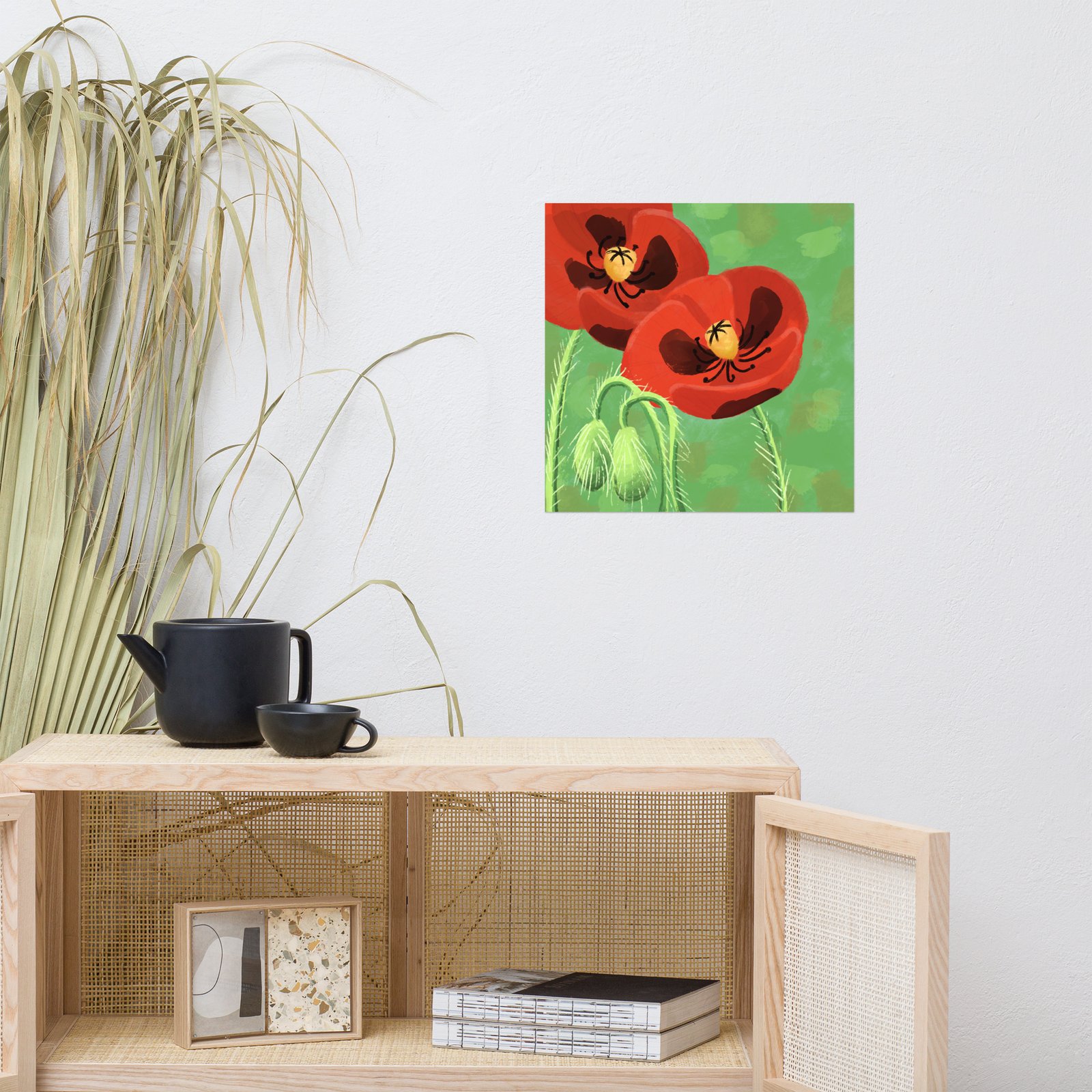 Bold Crimson Poppies Unframed Poster Art Print - Image 4