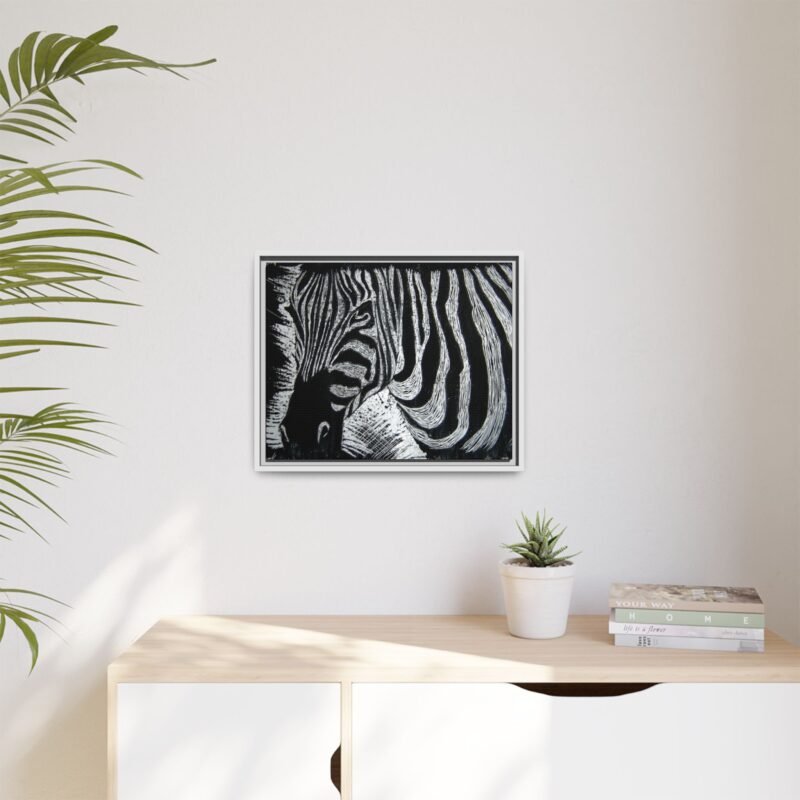 Zebra Stripe Matte Framed Canvas Wall Art — Monochrome Animal Print - Image 23