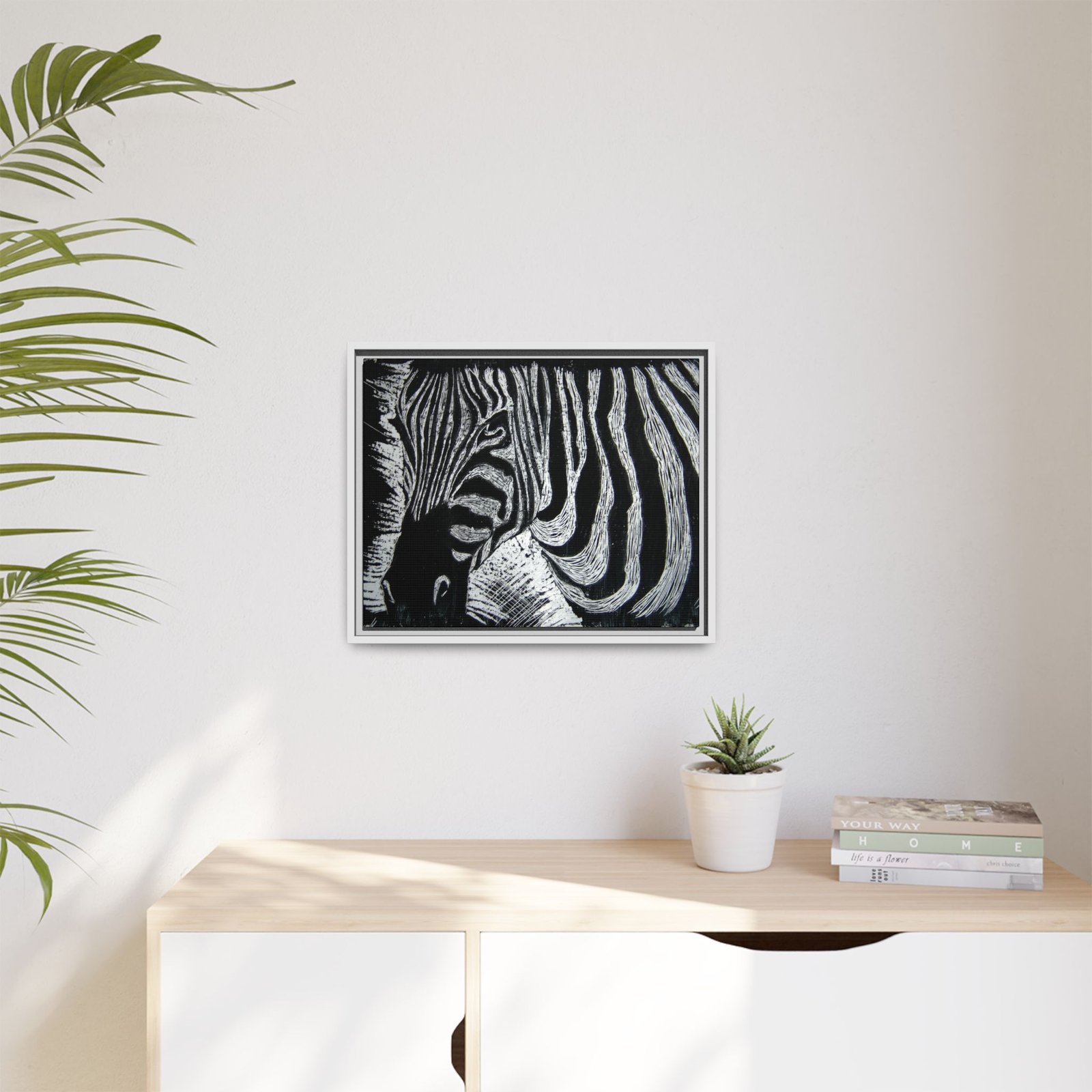 Zebra Stripe Matte Framed Canvas Wall Art — Monochrome Animal Print - Image 23