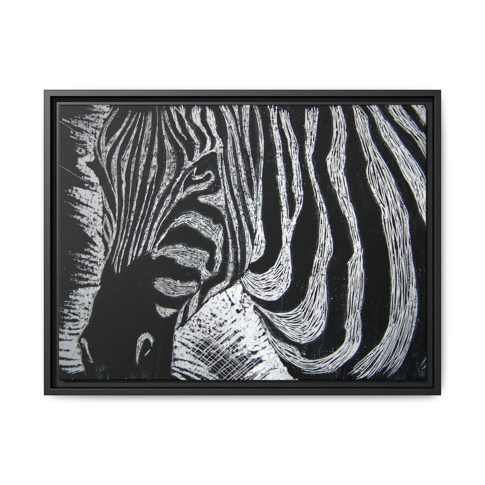 Zebra Stripe Matte Framed Canvas Wall Art — Monochrome Animal Print - Image 13