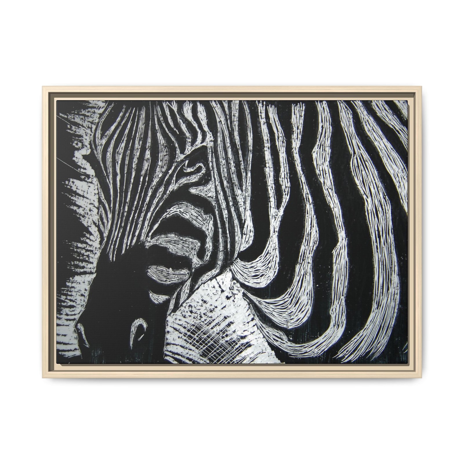 Zebra Stripe Matte Framed Canvas Wall Art — Monochrome Animal Print - Image 45