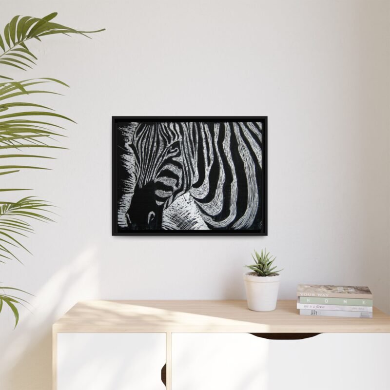 Zebra Stripe Matte Framed Canvas Wall Art — Monochrome Animal Print - Image 15