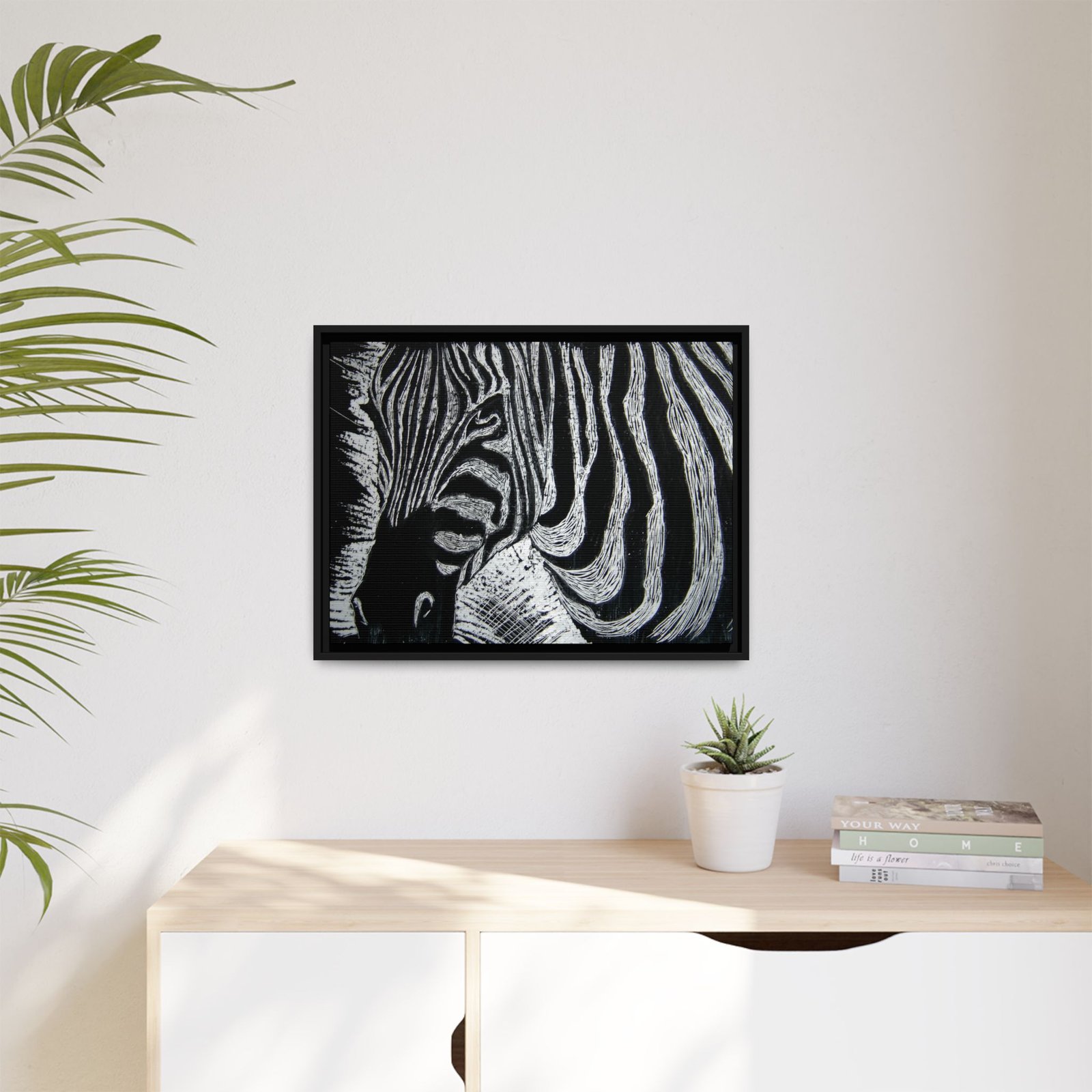 Zebra Stripe Matte Framed Canvas Wall Art — Monochrome Animal Print - Image 15