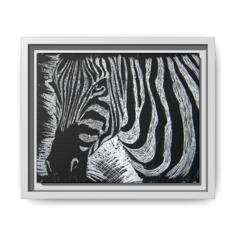 Zebra Stripe Matte Framed Canvas Wall Art — Monochrome Animal Print - Image 29