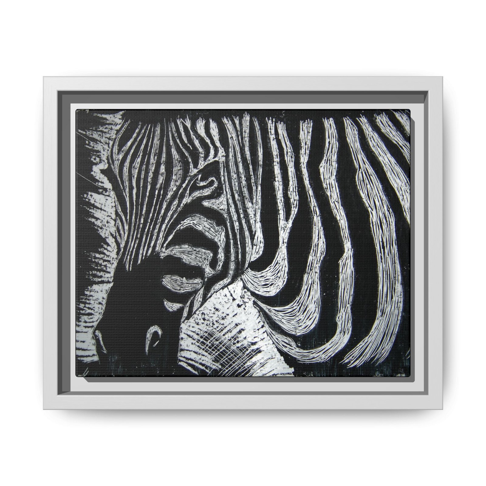 Zebra Stripe Matte Framed Canvas Wall Art — Monochrome Animal Print - Image 29