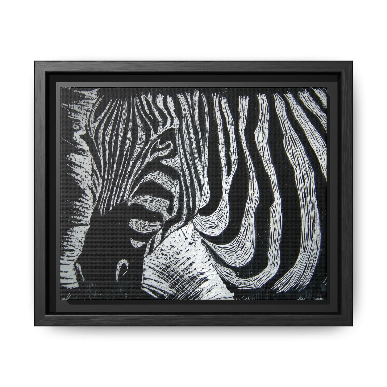 Zebra Stripe Matte Framed Canvas Wall Art — Monochrome Animal Print - Image 25