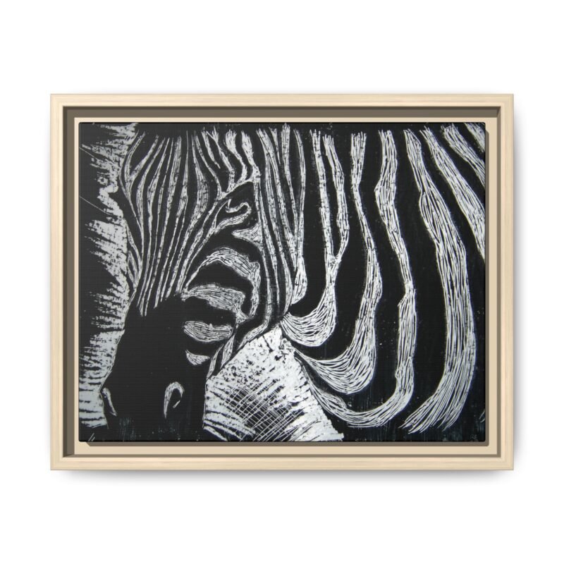 Zebra Stripe Matte Framed Canvas Wall Art — Monochrome Animal Print - Image 37