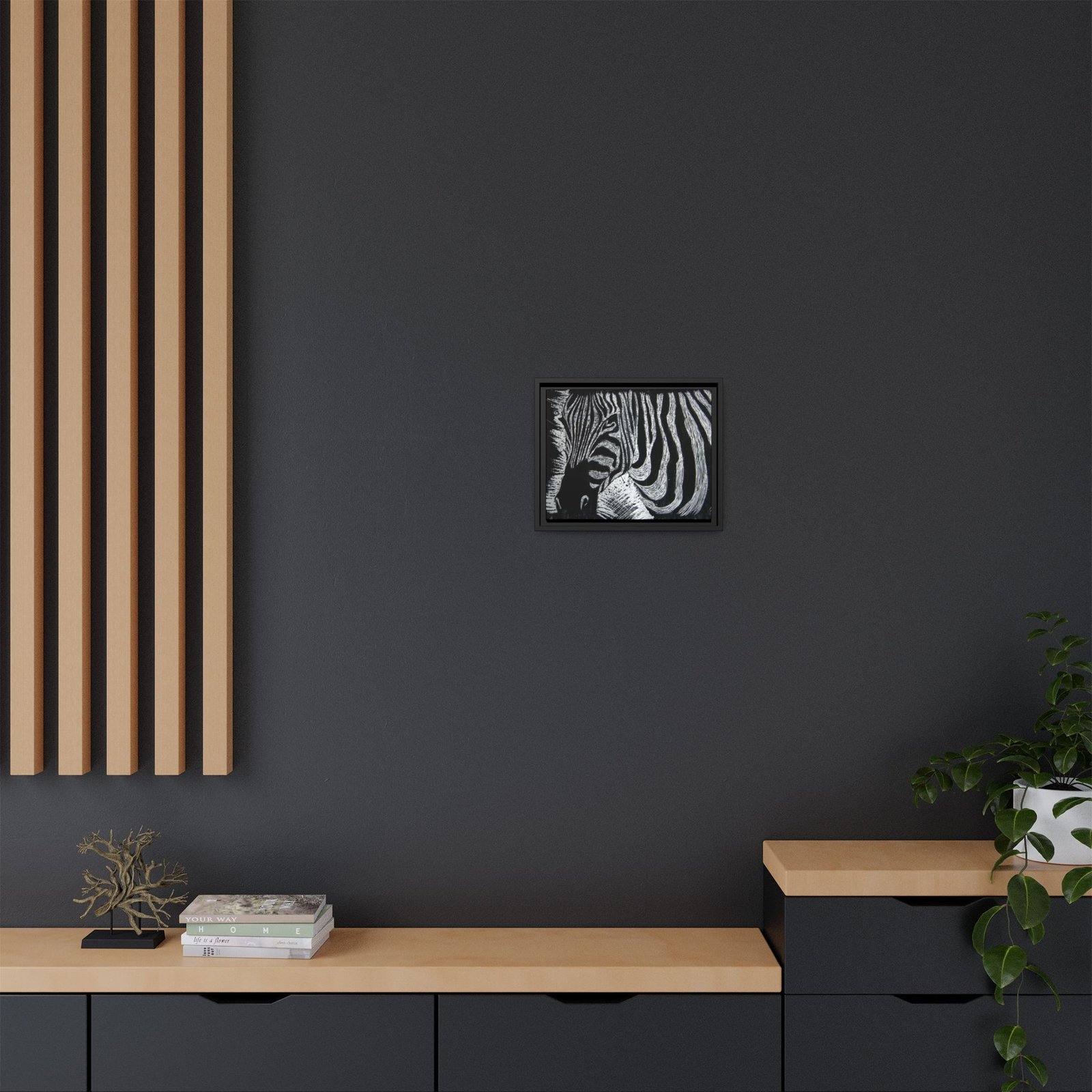 Zebra Stripe Matte Framed Canvas Wall Art — Monochrome Animal Print - Image 8