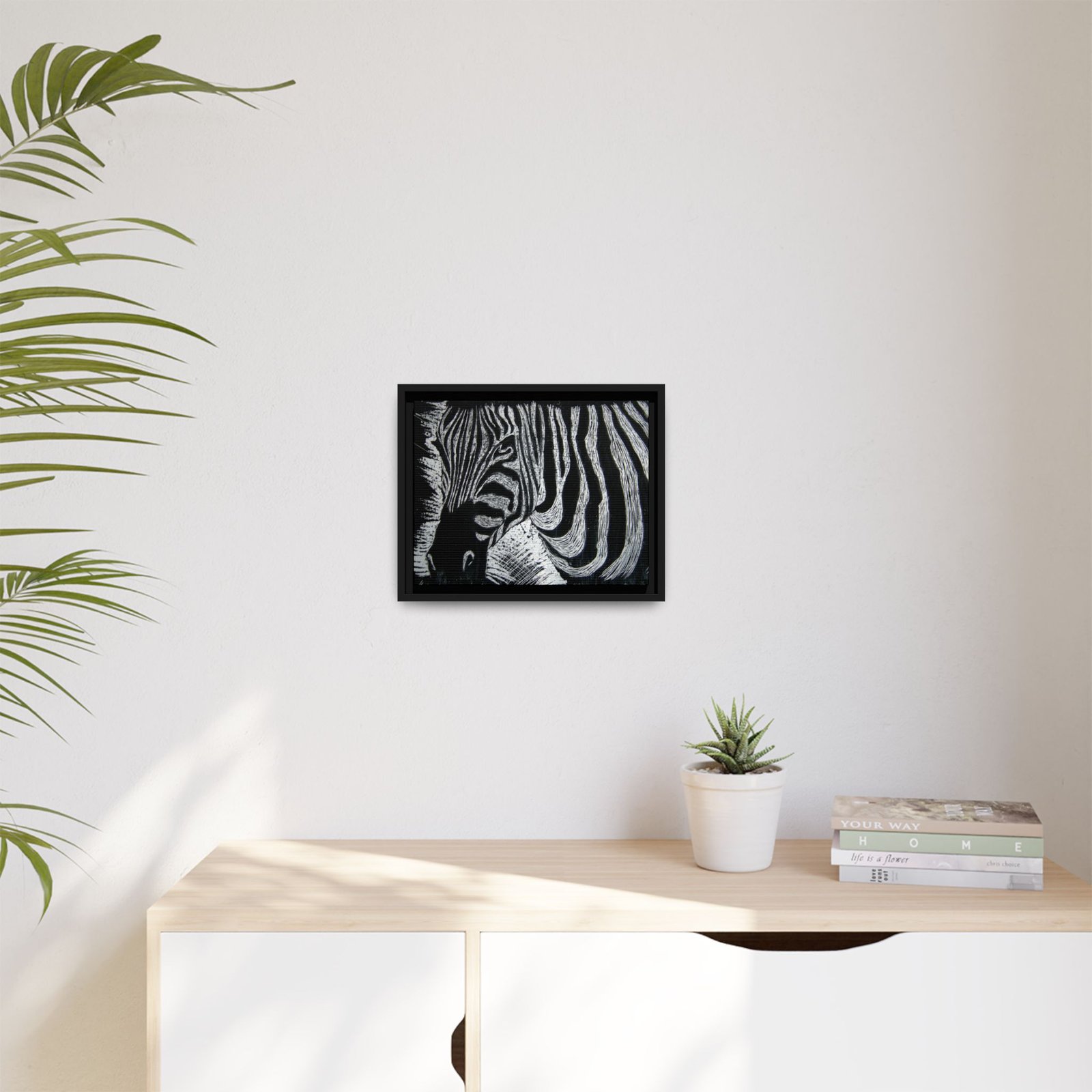 Zebra Stripe Matte Framed Canvas Wall Art — Monochrome Animal Print - Image 7