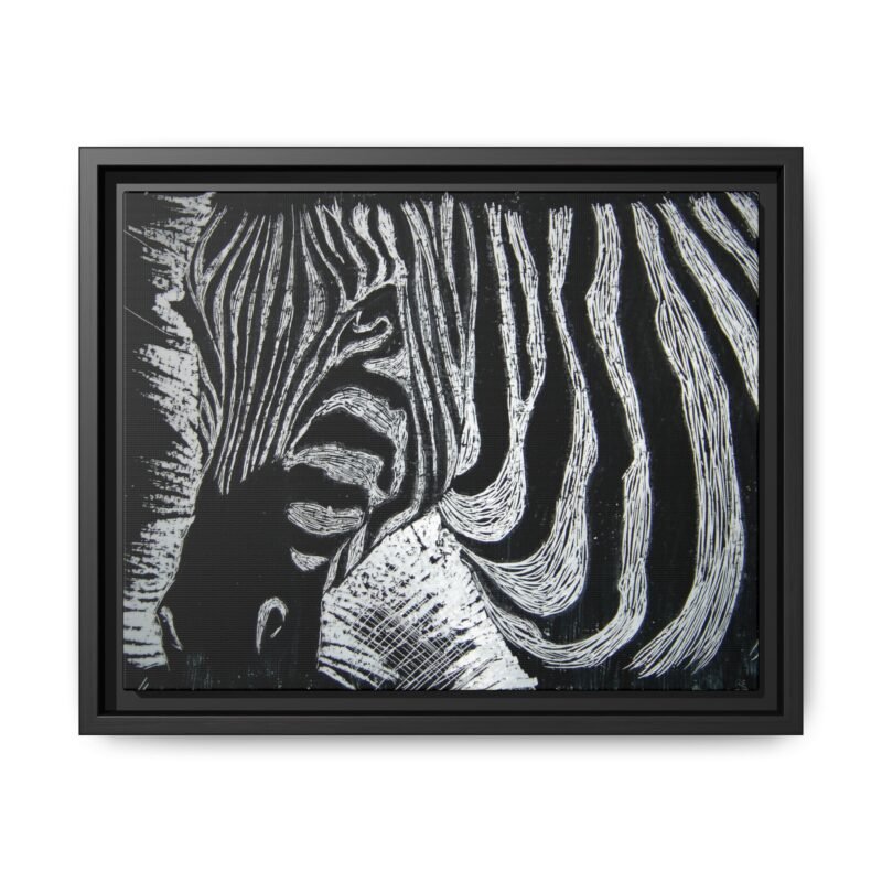 Zebra Stripe Matte Framed Canvas Wall Art — Monochrome Animal Print - Image 5