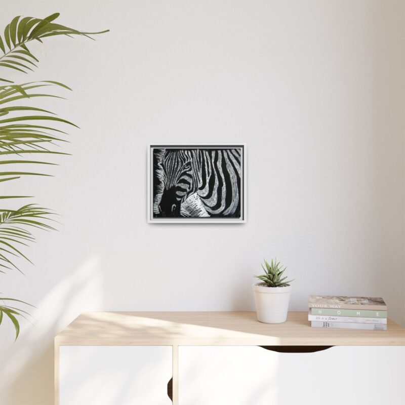 Zebra Stripe Matte Framed Canvas Wall Art — Monochrome Animal Print - Image 19