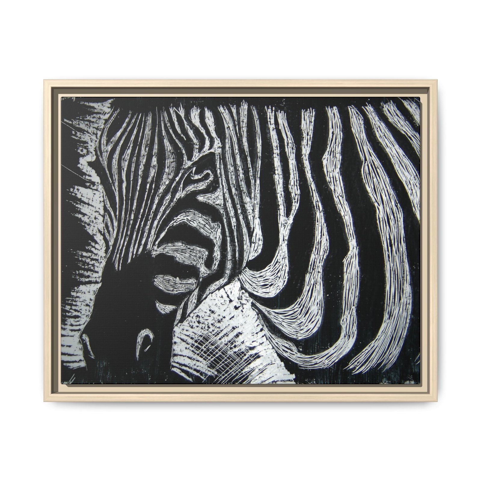 Zebra Stripe Matte Framed Canvas Wall Art — Monochrome Animal Print - Image 41
