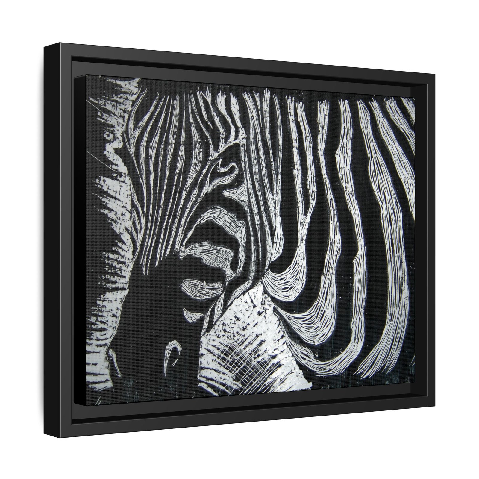Zebra Stripe Matte Framed Canvas Wall Art — Monochrome Animal Print - Image 6