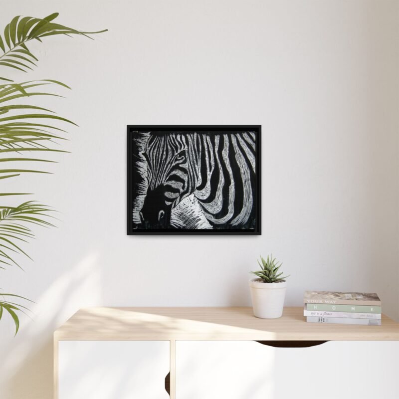 Zebra Stripe Matte Framed Canvas Wall Art — Monochrome Animal Print - Image 11