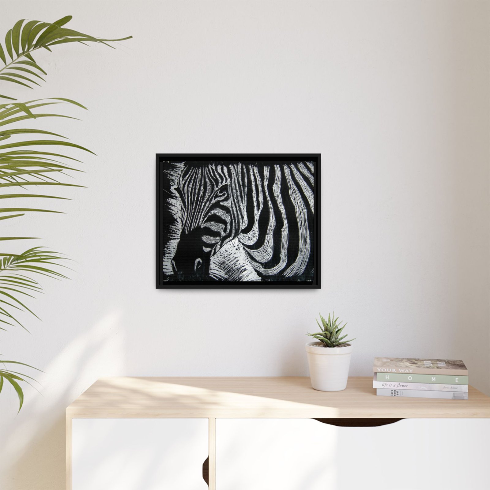 Zebra Stripe Matte Framed Canvas Wall Art — Monochrome Animal Print - Image 11