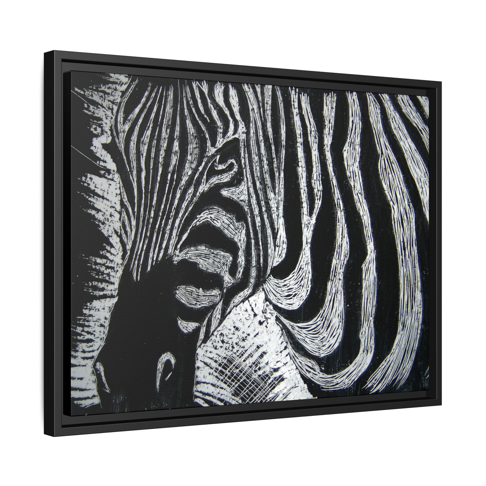 Zebra Stripe Matte Framed Canvas Wall Art — Monochrome Animal Print - Image 14
