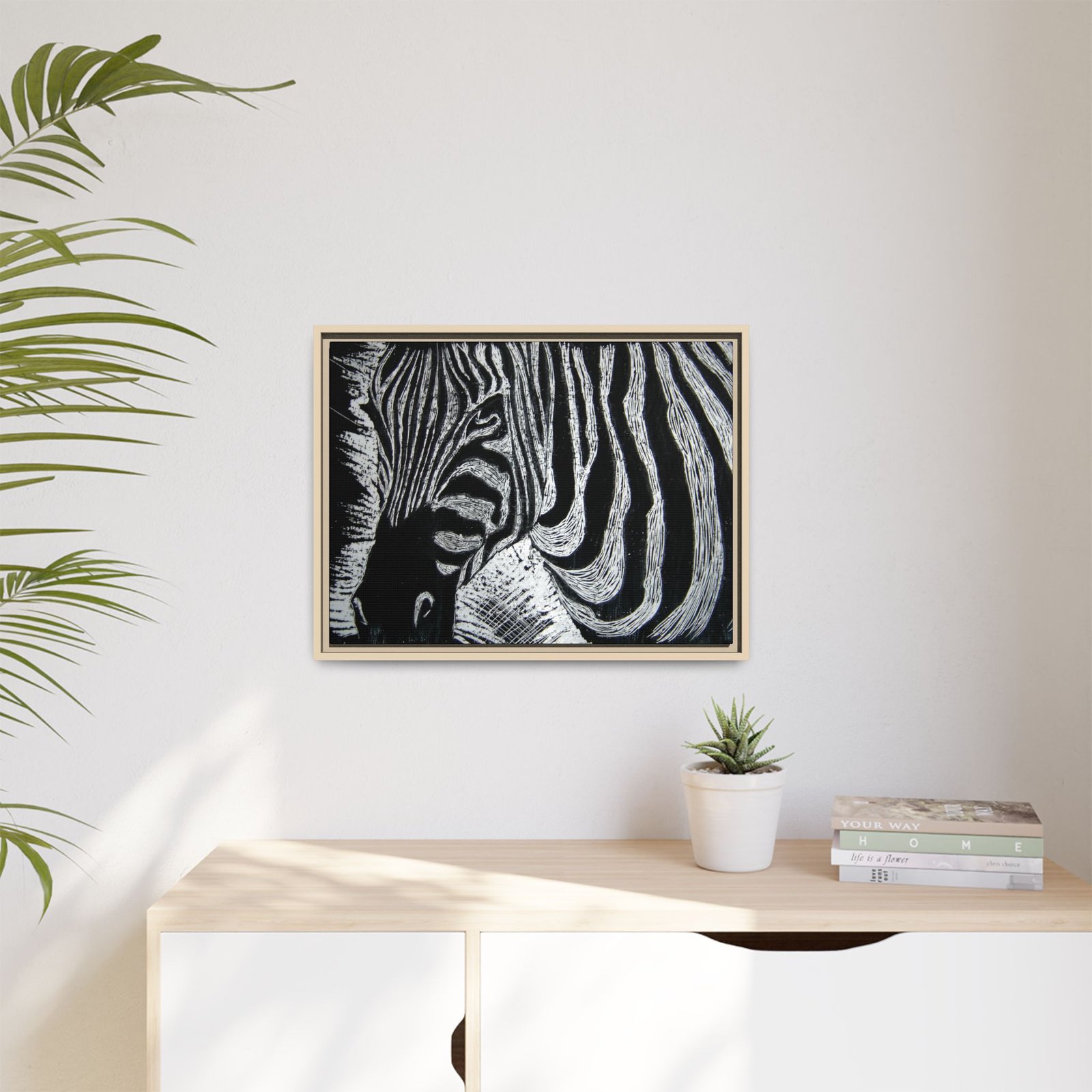 Zebra Stripe Matte Framed Canvas Wall Art — Monochrome Animal Print - Image 47