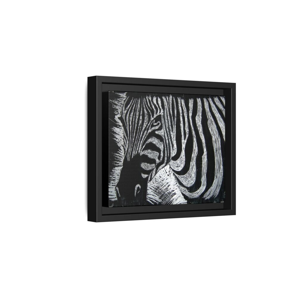 Zebra Stripe Matte Framed Canvas Wall Art — Monochrome Animal Print