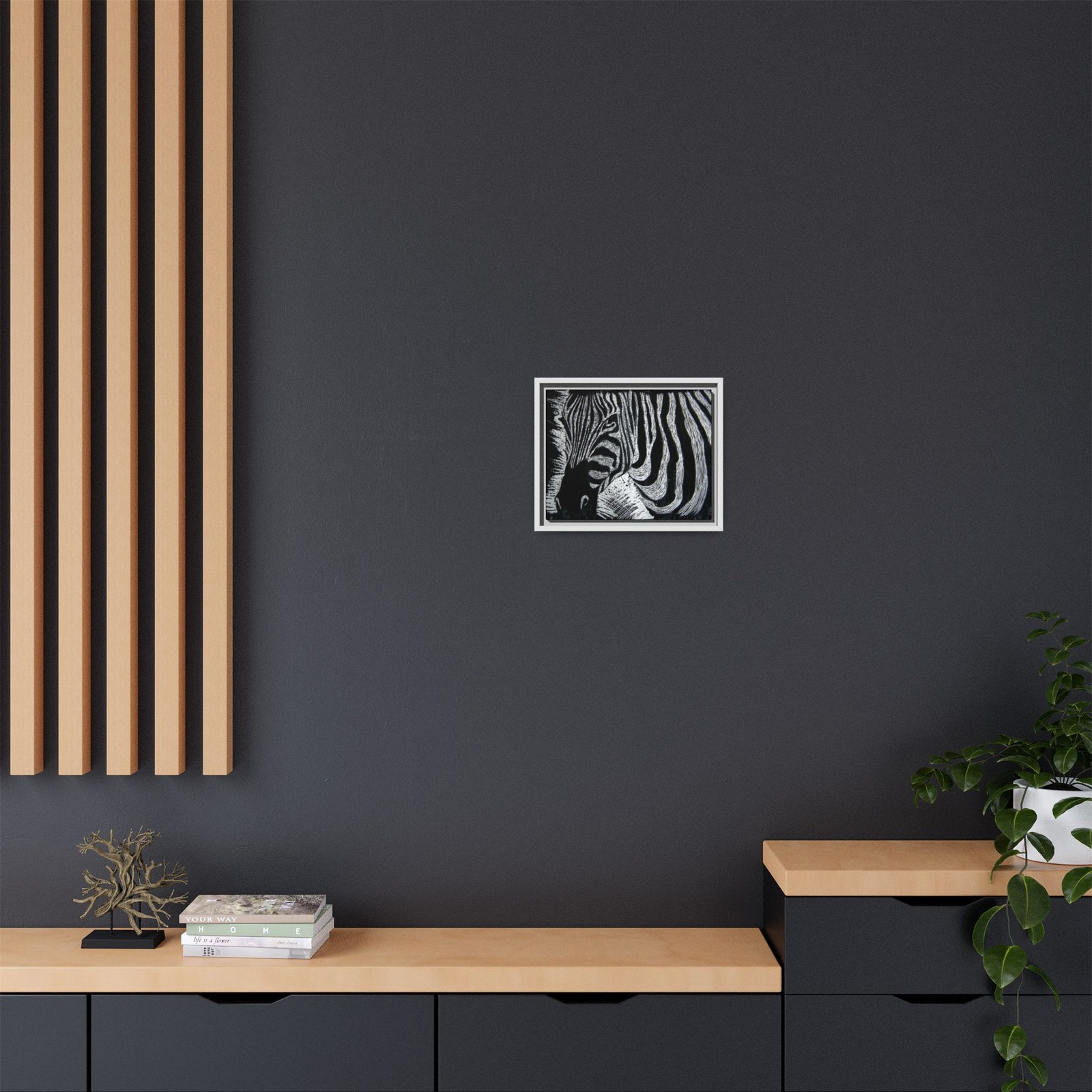 Zebra Stripe Matte Framed Canvas Wall Art — Monochrome Animal Print - Image 20