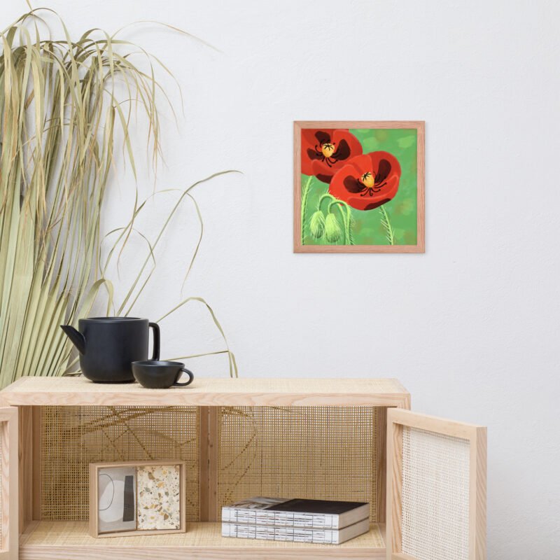 Framed bold crimson poppies poster - Image 11