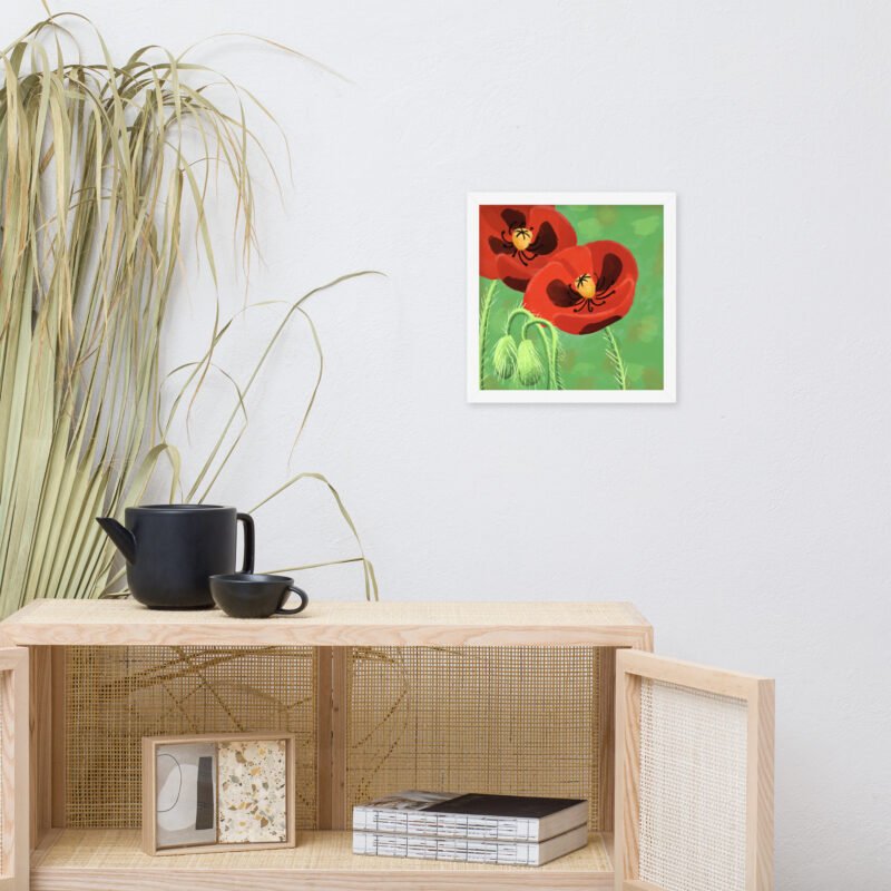 Framed bold crimson poppies poster - Image 12