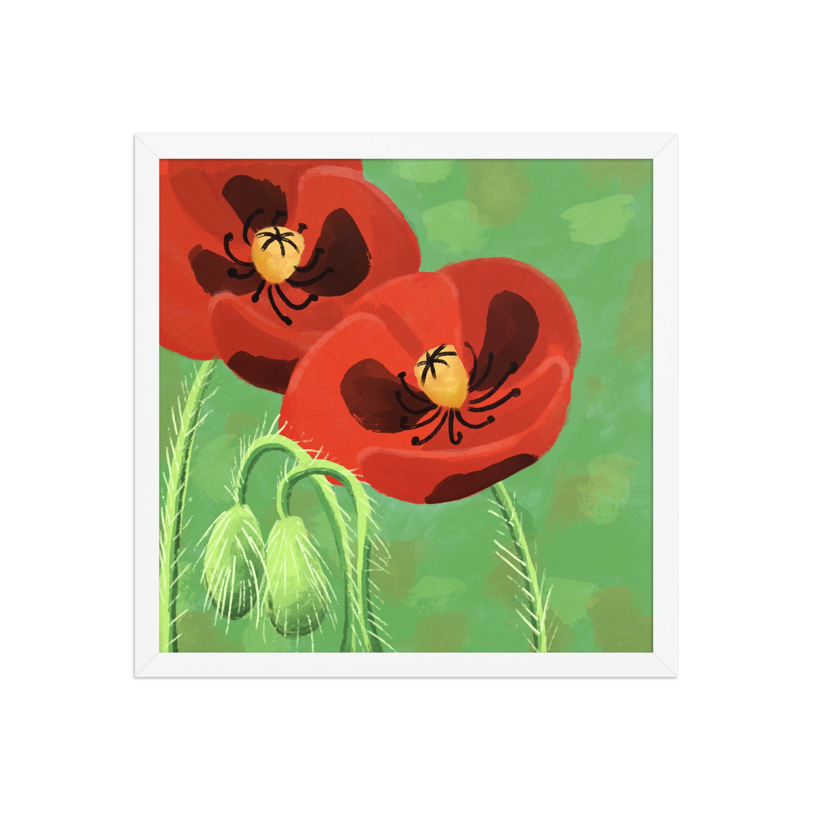 Framed bold crimson poppies poster - Image 3