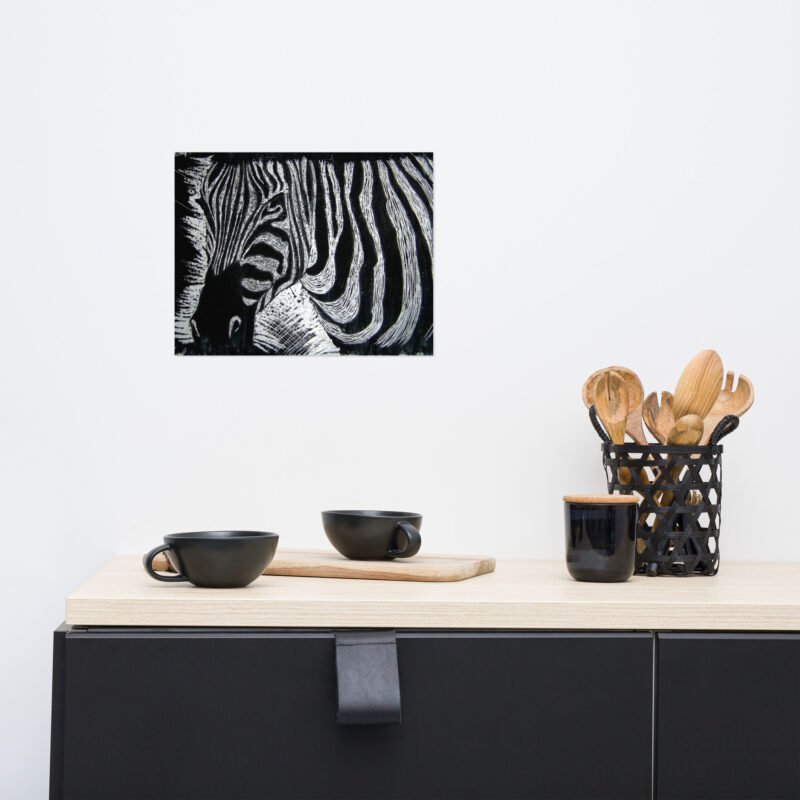 Monochrome Zebra Etched Design Poster Print Unframed - Image 5