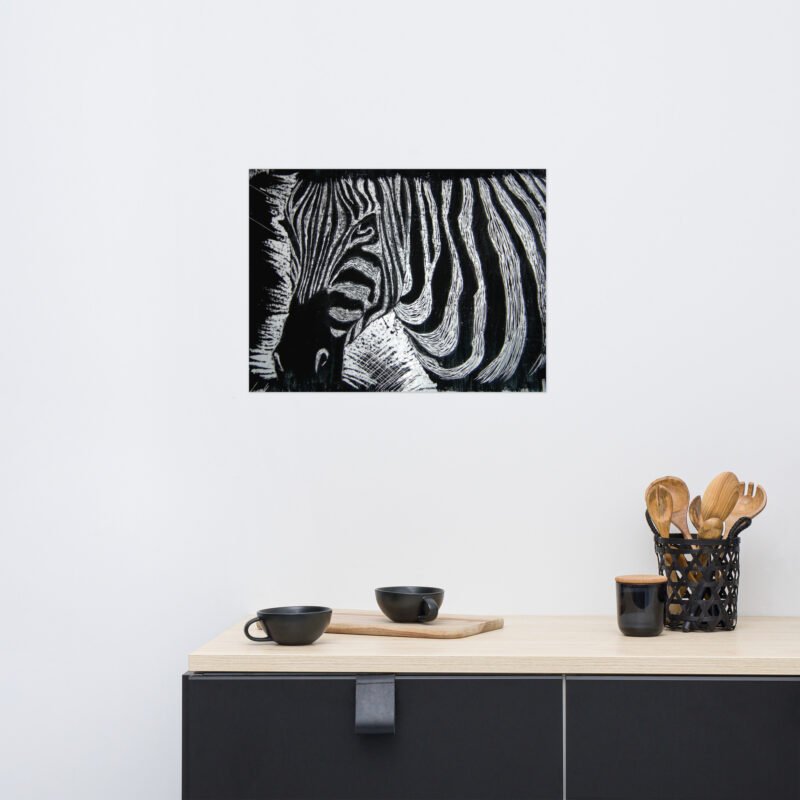 Monochrome Zebra Etched Design Poster Print Unframed - Image 8