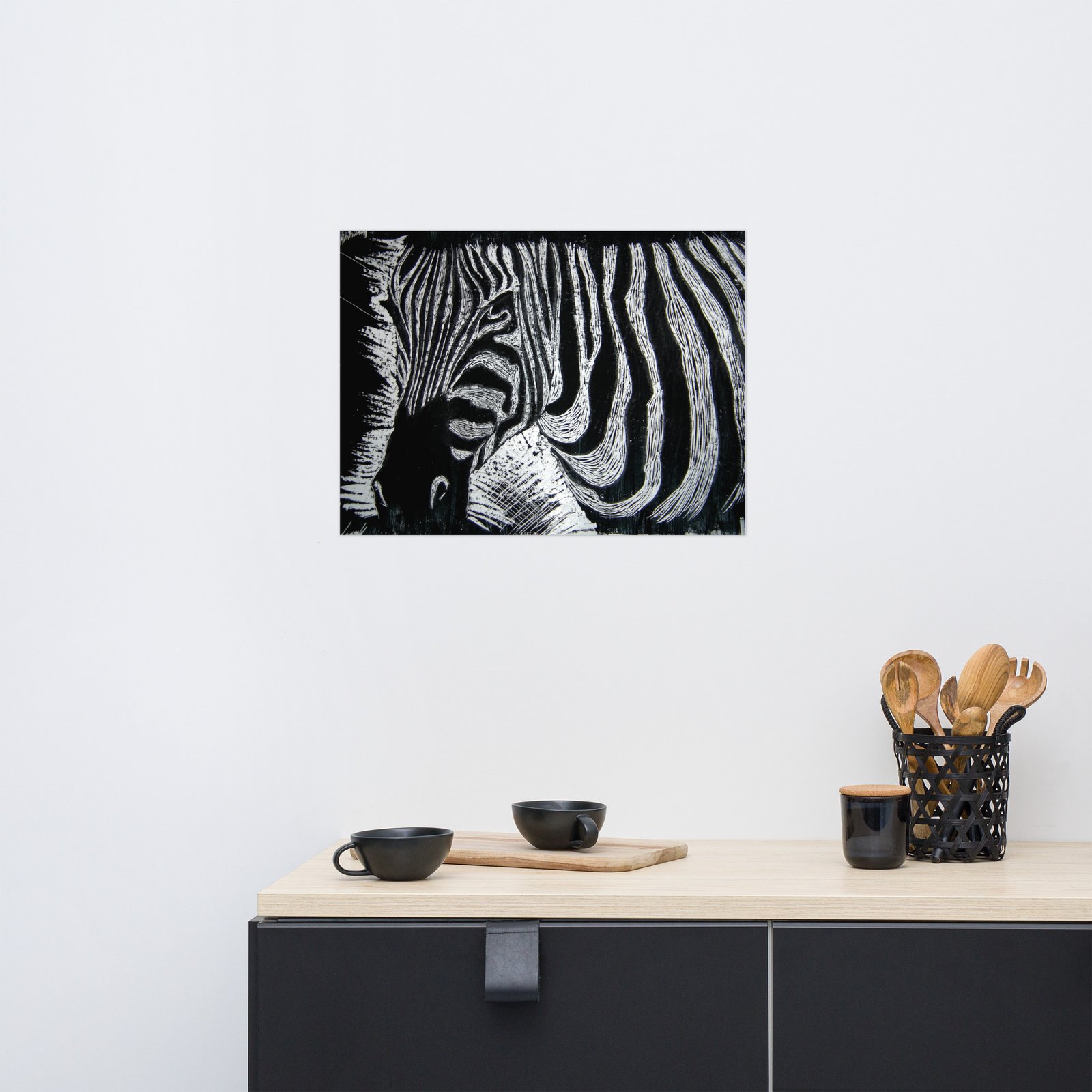 Monochrome Zebra Etched Design Poster Print Unframed - Image 8