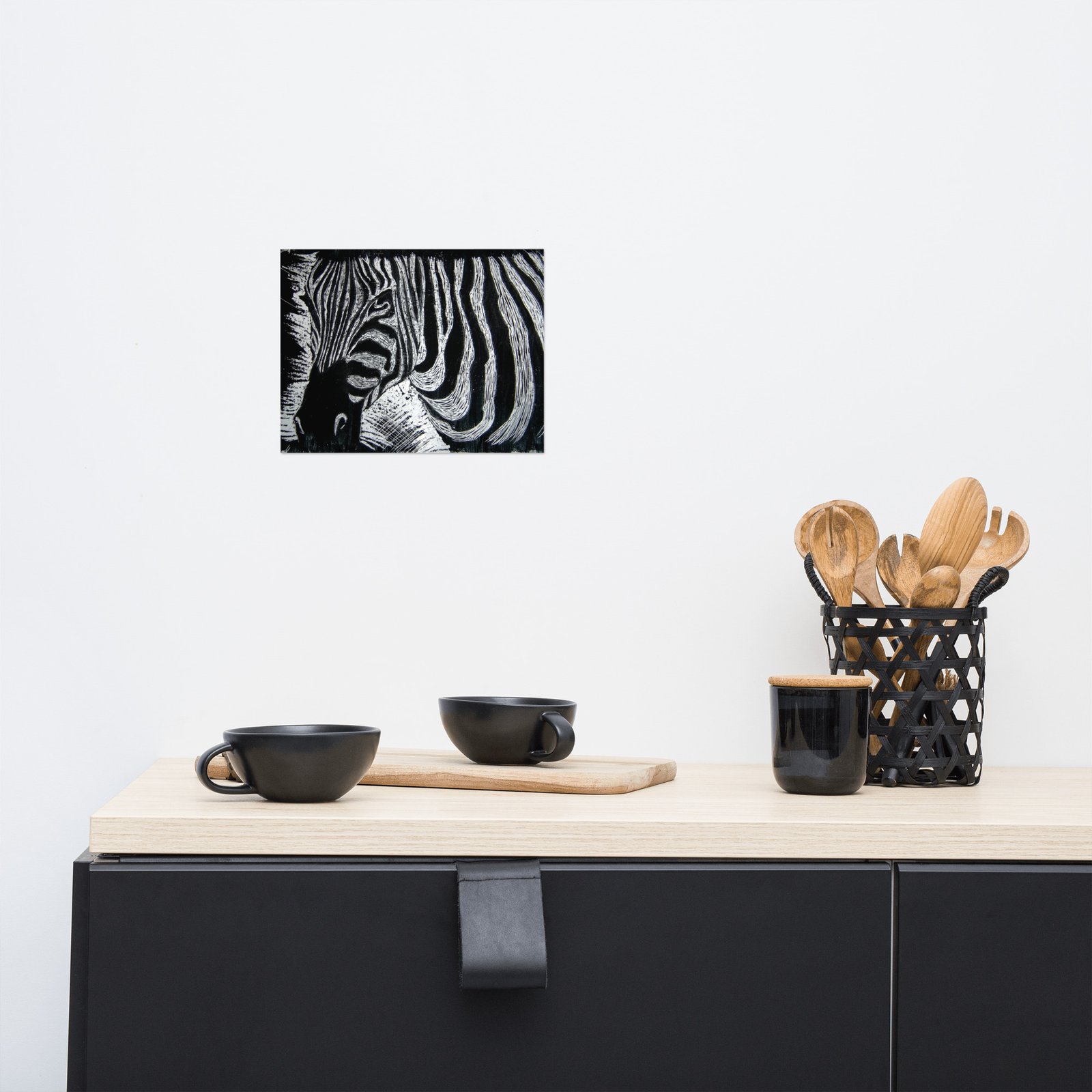 Monochrome Zebra Etched Design Poster Print Unframed - Image 7