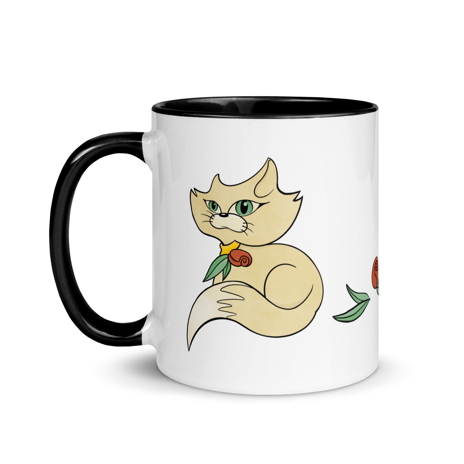 Sitting and Sleeping Cat Accent Color Mug - Image 1