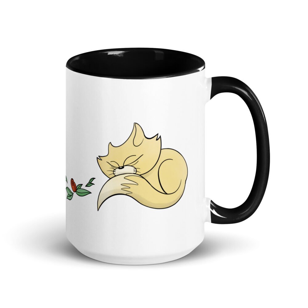 Sitting and Sleeping Cat Accent Color Mug