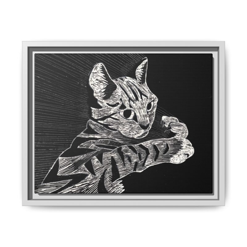 Framed Etched Cat Art Print | Matte Canvas Wall Decor - Image 14
