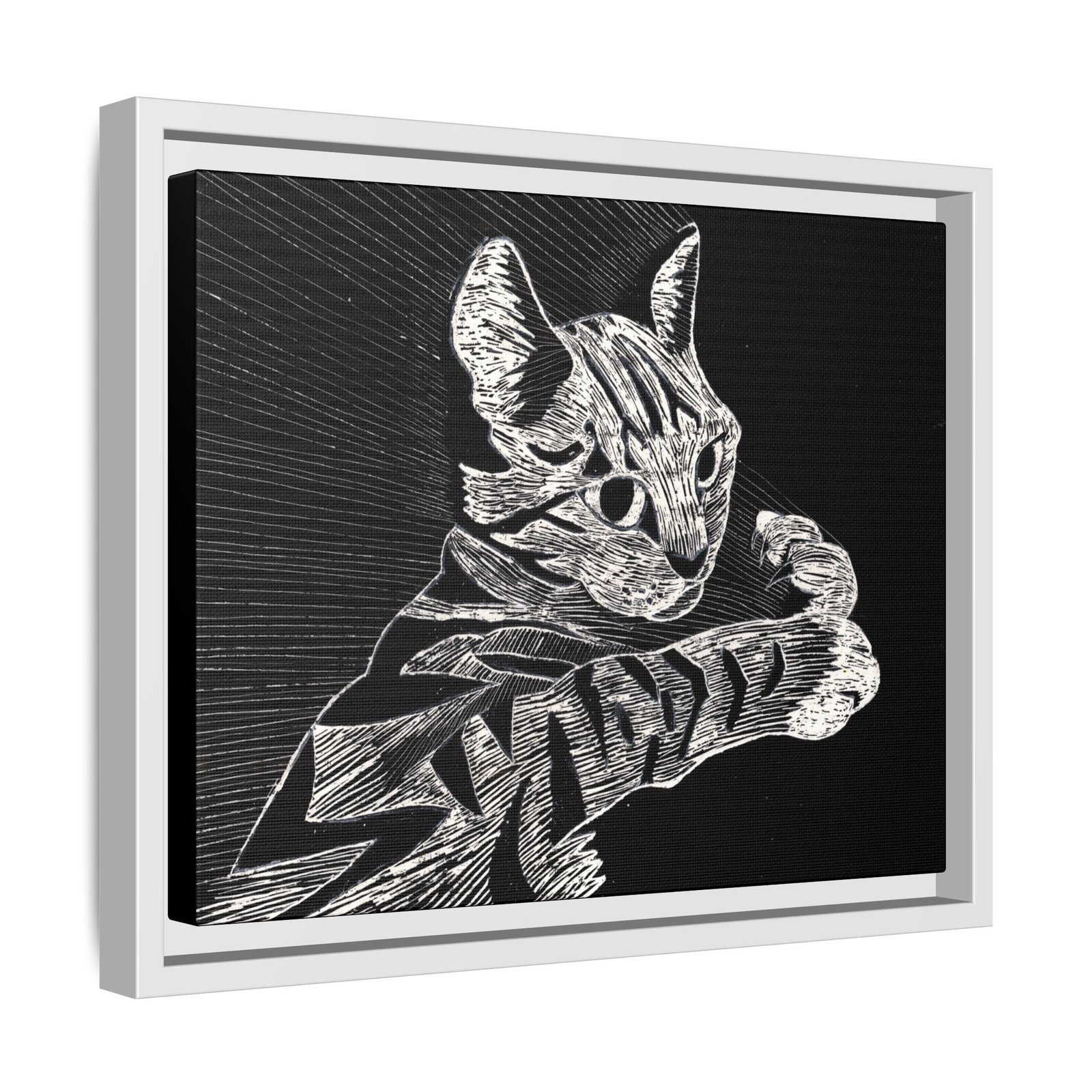 Framed Etched Cat Art Print | Matte Canvas Wall Decor - Image 15