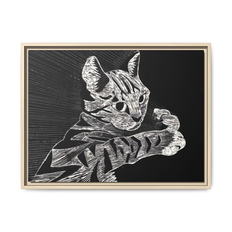 Framed Etched Cat Art Print | Matte Canvas Wall Decor - Image 20