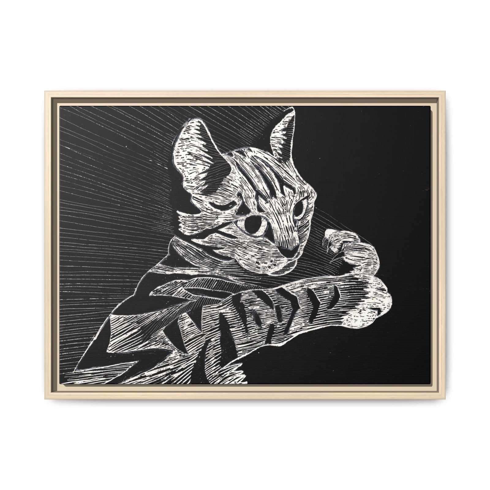 Framed Etched Cat Art Print | Matte Canvas Wall Decor - Image 20
