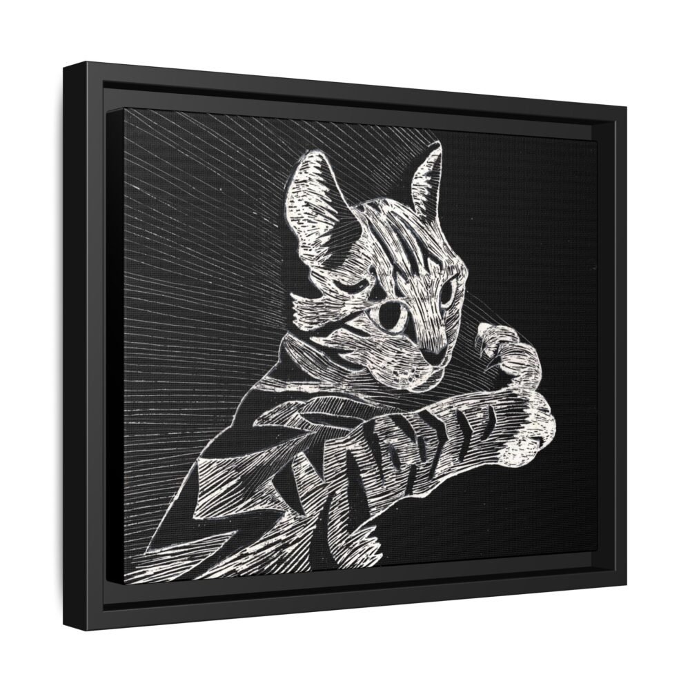 Framed Etched Cat Art Print | Matte Canvas Wall Decor