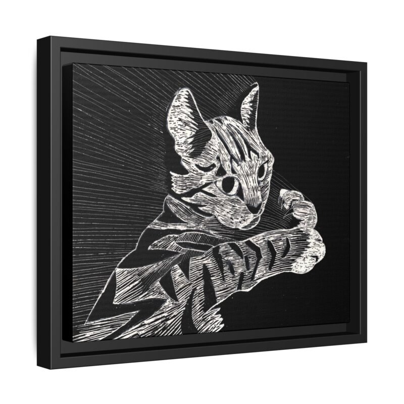 Framed Etched Cat Art Print | Matte Canvas Wall Decor - Image 13