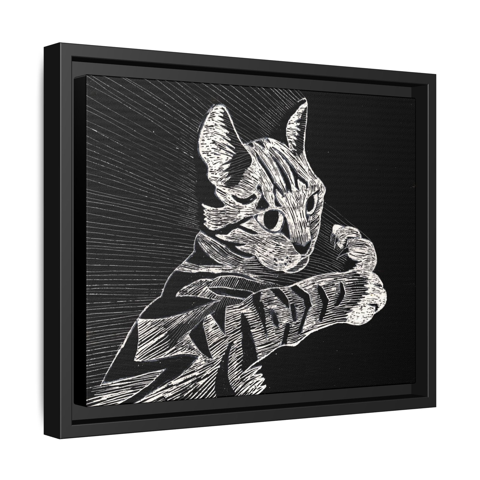 Framed Etched Cat Art Print | Matte Canvas Wall Decor - Image 13