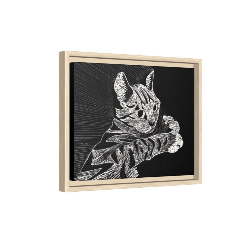 Framed Etched Cat Art Print | Matte Canvas Wall Decor - Image 11