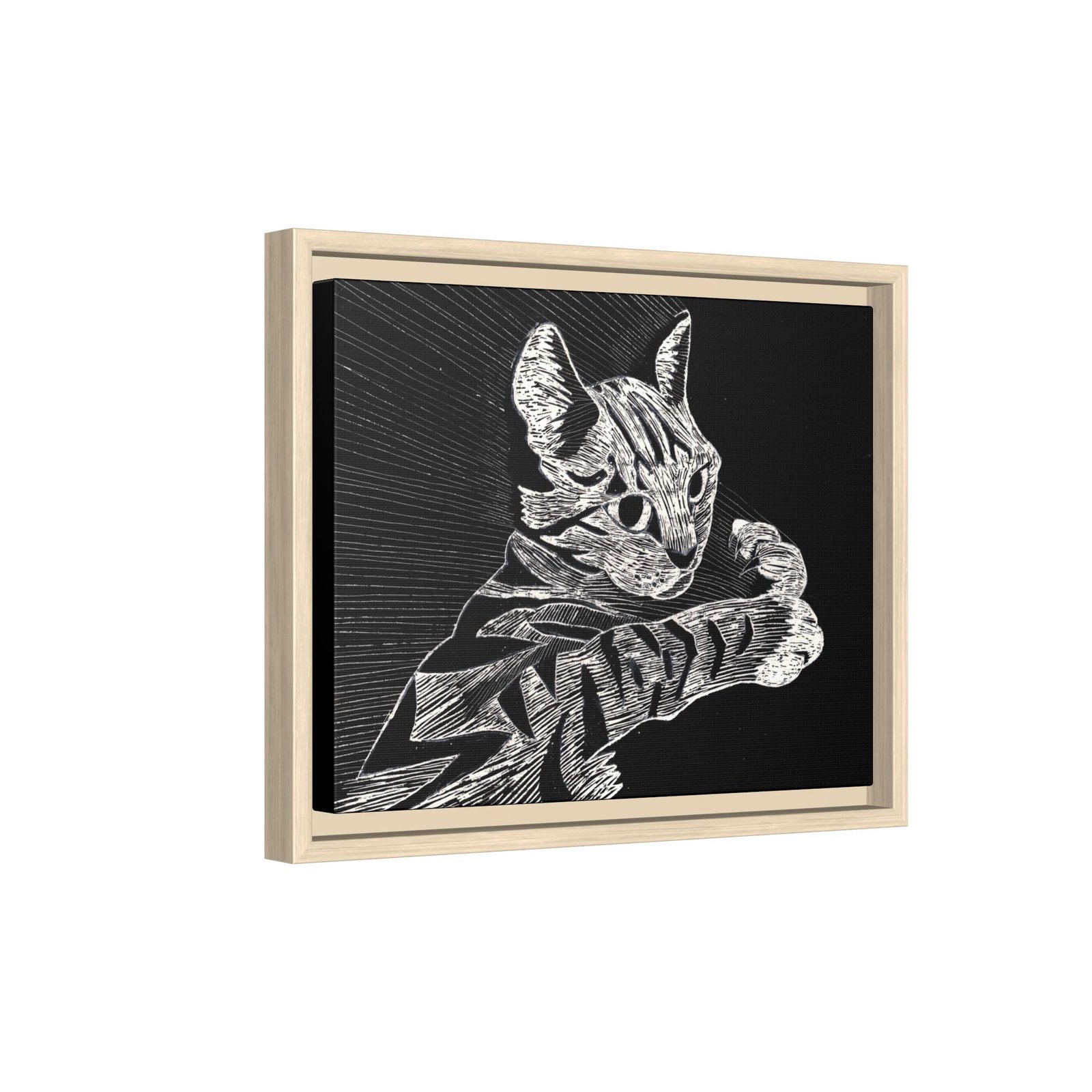 Framed Etched Cat Art Print | Matte Canvas Wall Decor - Image 11