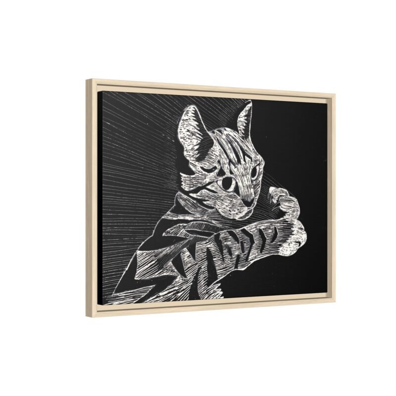 Framed Etched Cat Art Print | Matte Canvas Wall Decor - Image 21